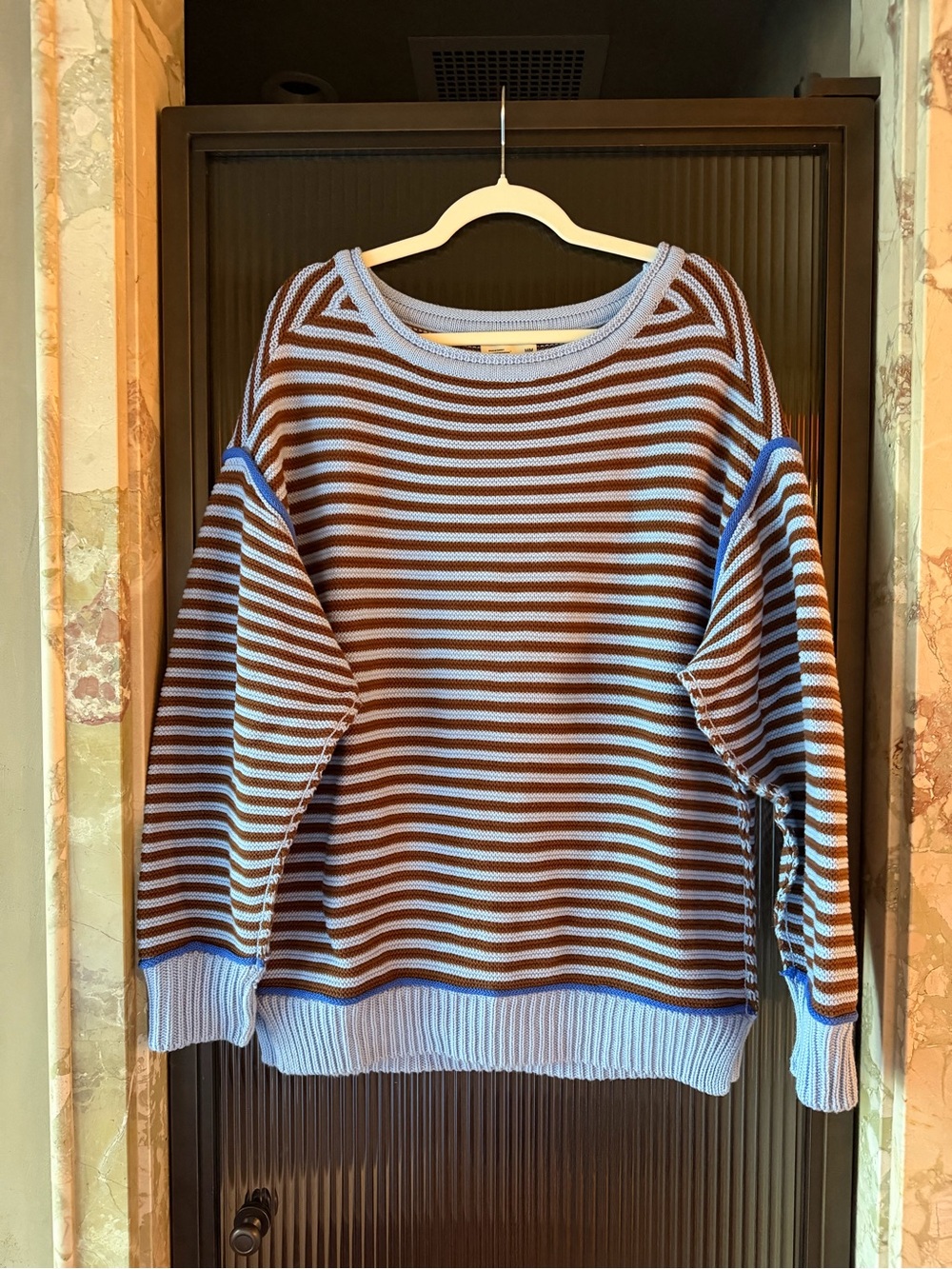 Free People - We The Free Asher Pullover Striped Sweater, Size Med 100% Cotton